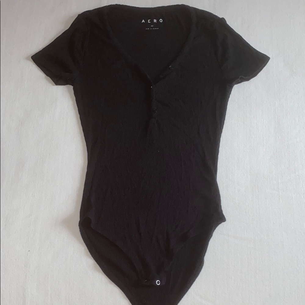 AERO Black Short Sleeve Bodysuit